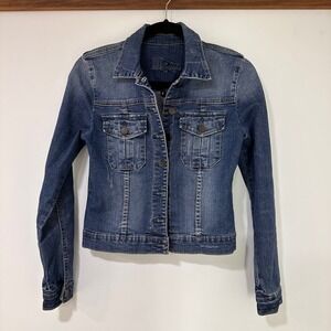 KUT from the Kloth Helena Denim Jacket Women Small Blue Stretch | Classic